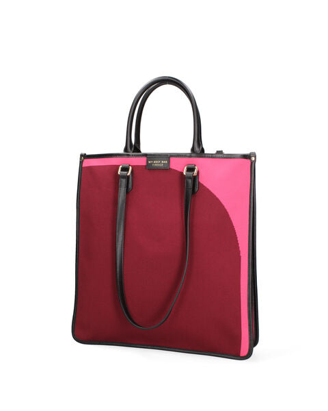 Burgundy Canvas Tote Bag with Leather Handles