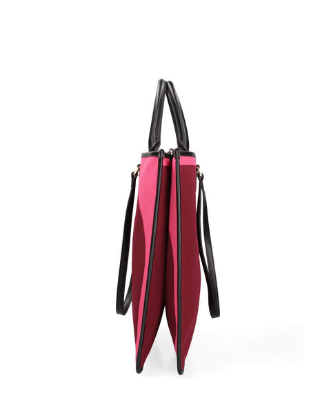 Burgundy Canvas Tote Bag with Leather Handles