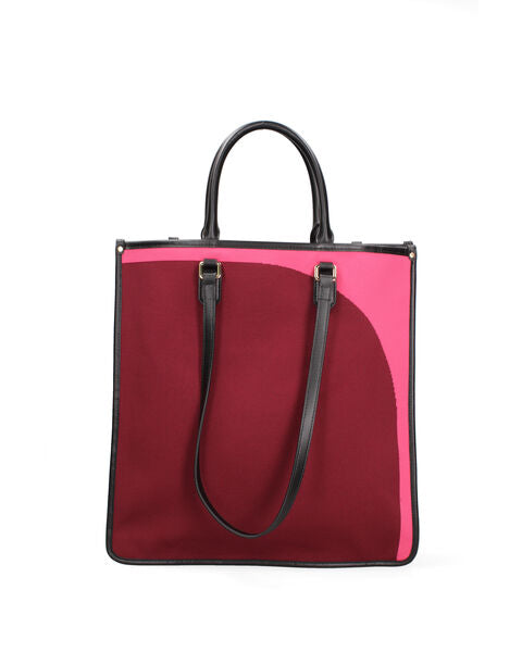 Burgundy Canvas Tote Bag with Leather Handles