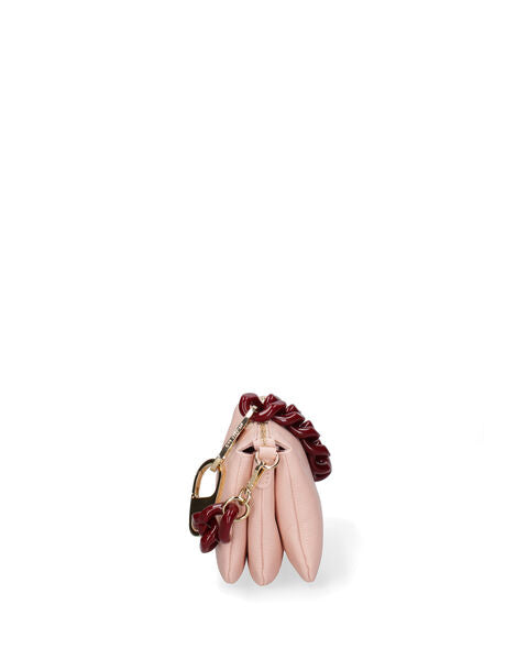 Pink Leather Crossbody Bag with Chain Strap