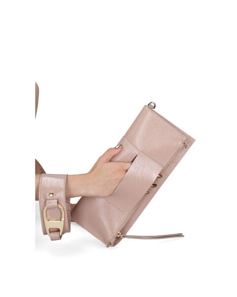 Taupe Textured Belt Bag with Gold Buckle