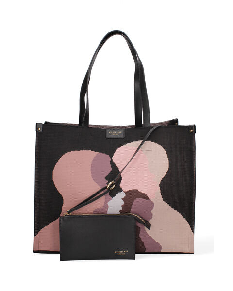 Abstract Canvas Tote with Matching Pouch