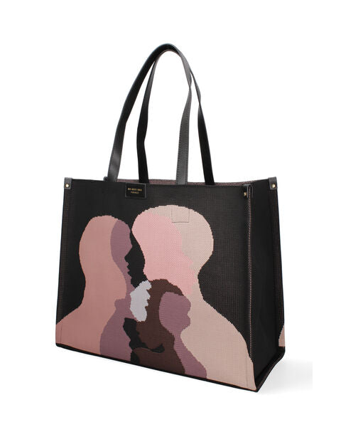 Abstract Canvas Tote with Matching Pouch
