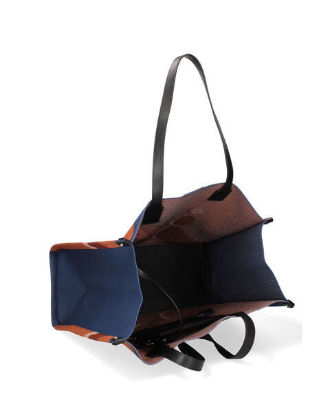 Abstract Canvas Tote with Leather Handles