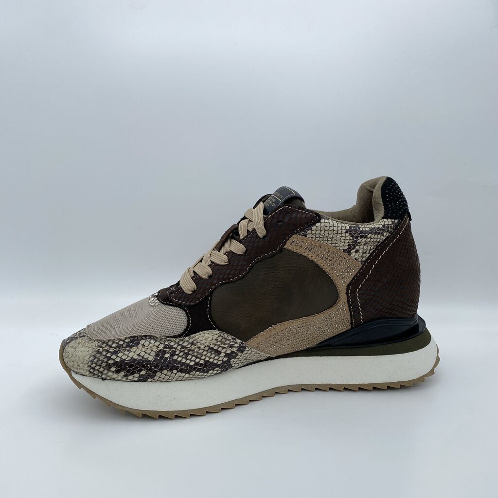 Beige and Brown Animal Print Sneakers