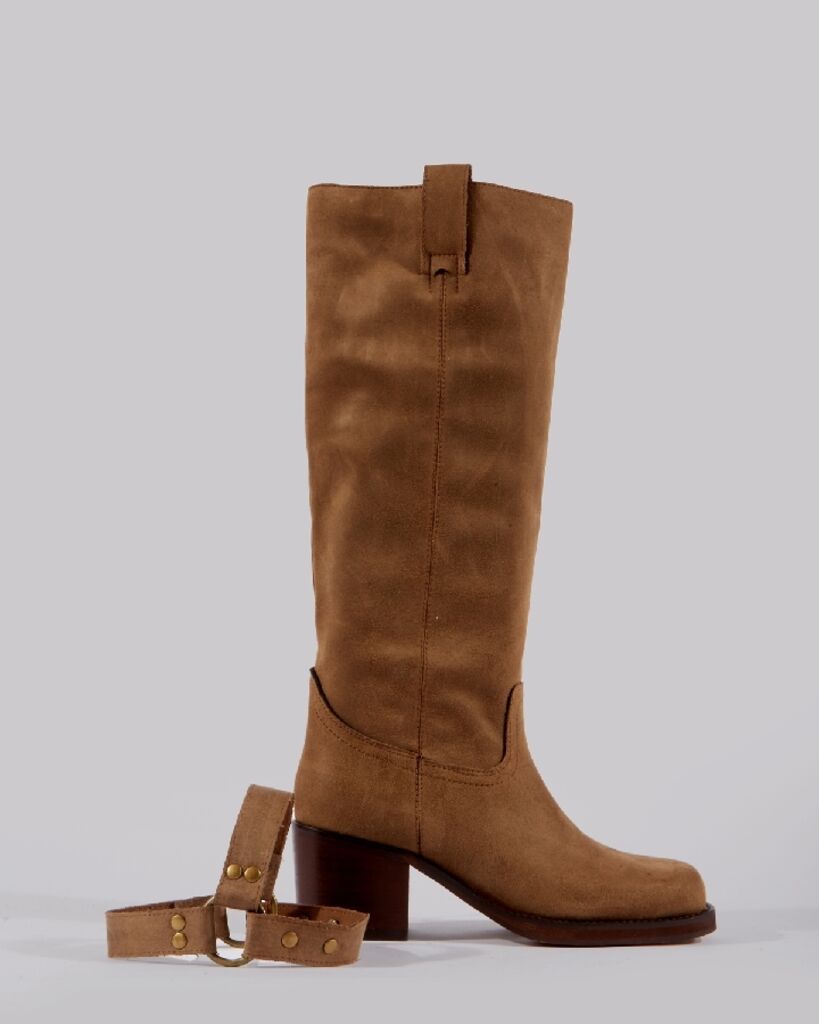 Brown Suede Knee-High Boots with Heeled Design