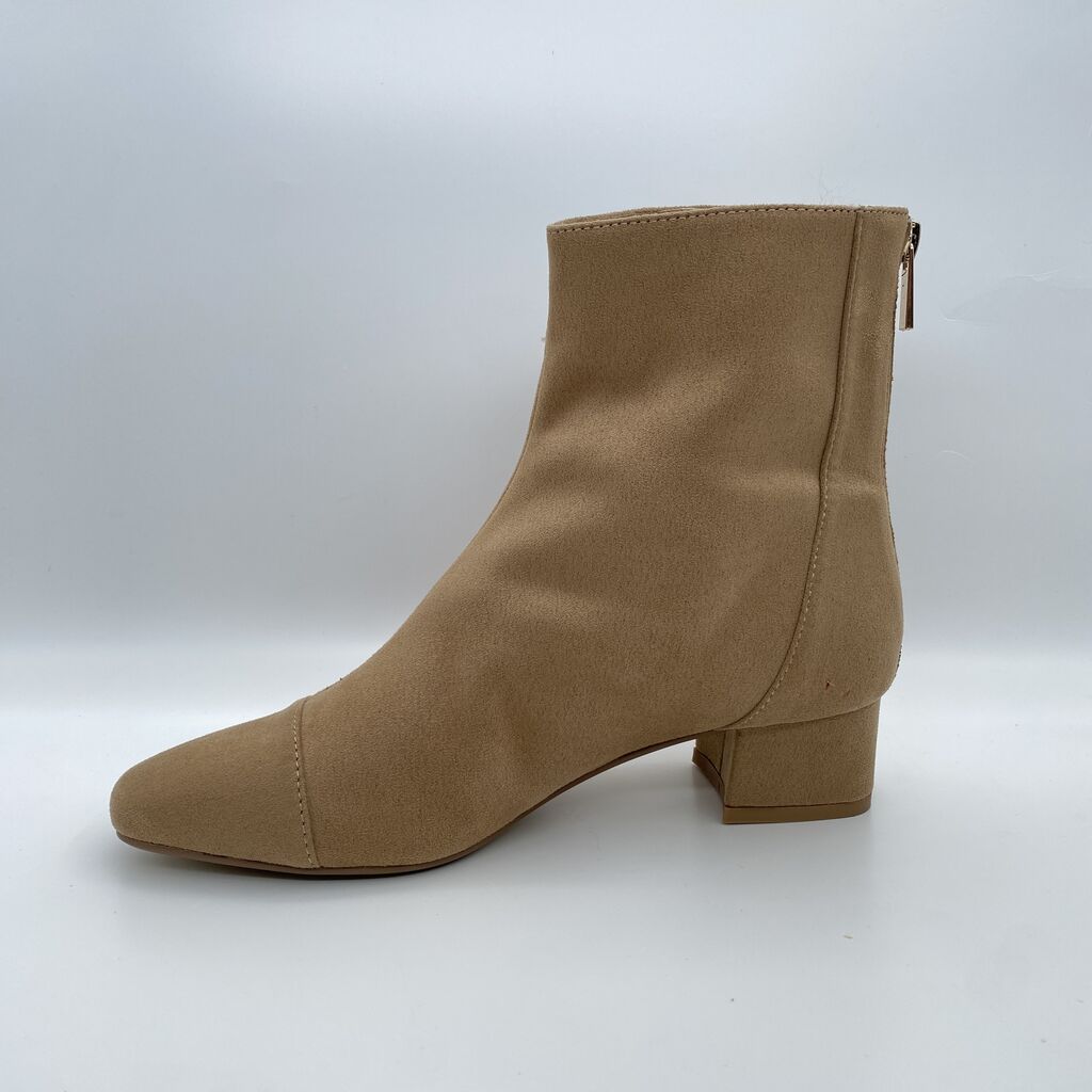 Sand Suede Ankle Boot with Block Heel