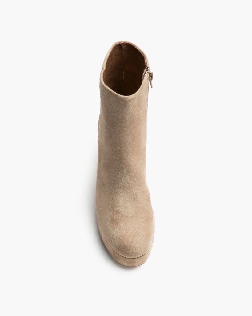 Beige Suede Platform Ankle Boots