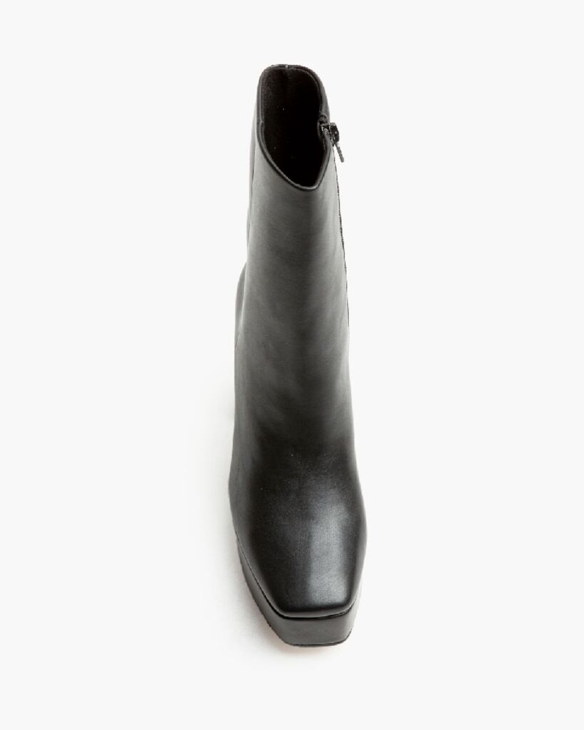 Black Platform Ankle Boot with Block Heel