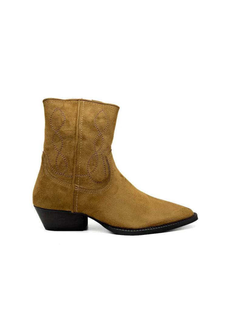 Brown Suede Ankle Western Boots