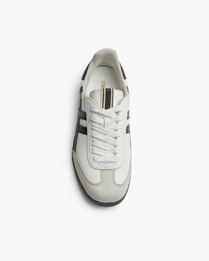 White Leather Sneaker with Black Stripes Classic