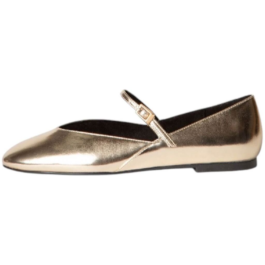 Gold Metallic Mary Jane Flats with Strap