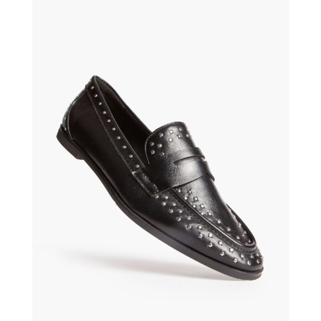 Black Studded Loafers with Sleek Detailing