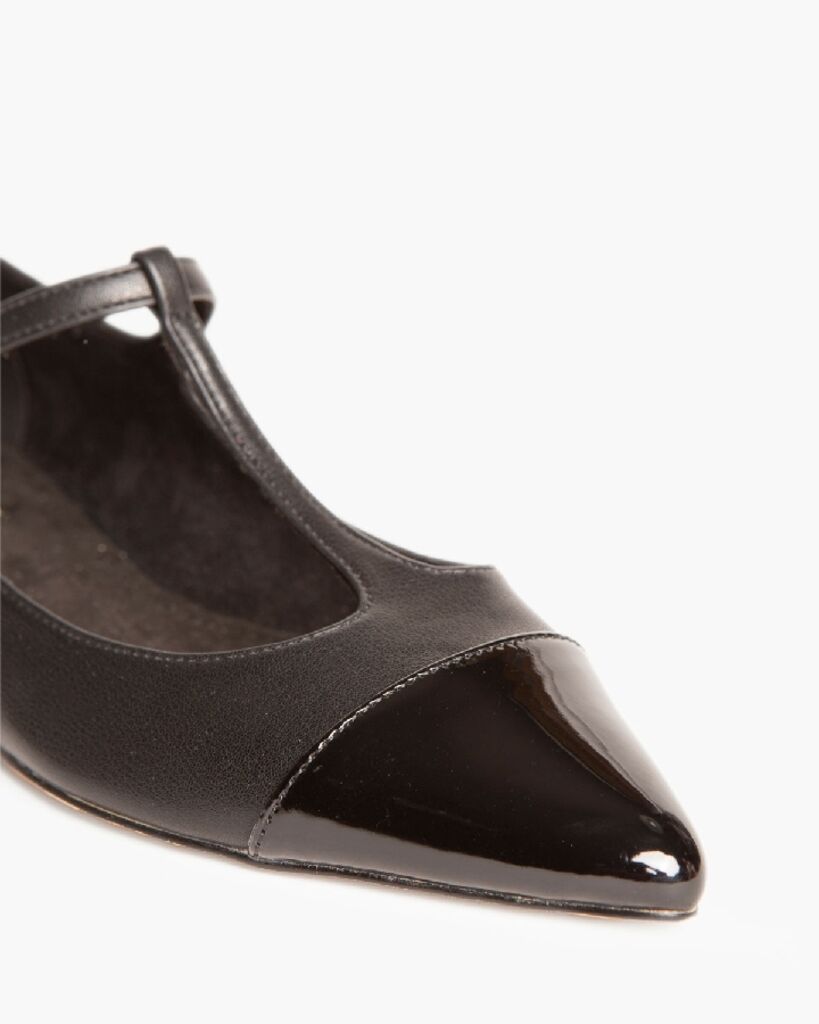Black Patent T-Strap Ballerina Flats