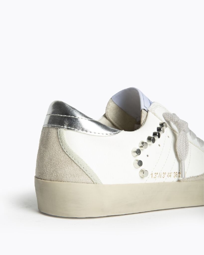 White Canvas Sneakers with Metallic Accents
