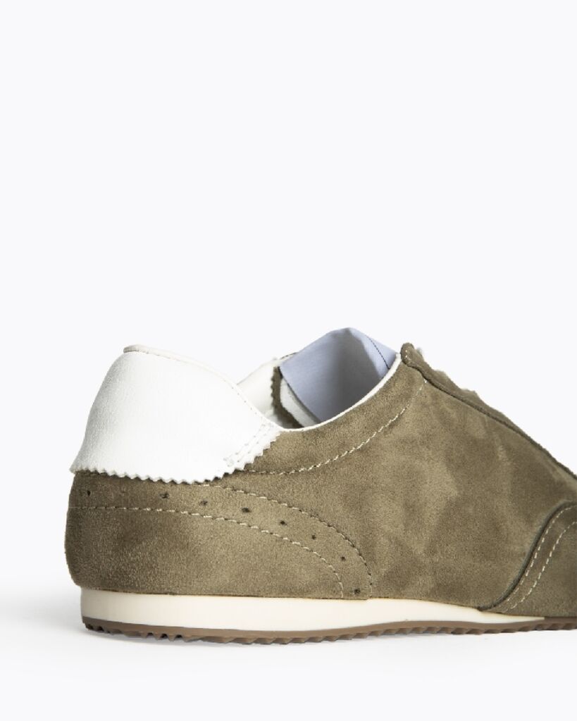 Olive Suede Sneakers with Retro Vibe