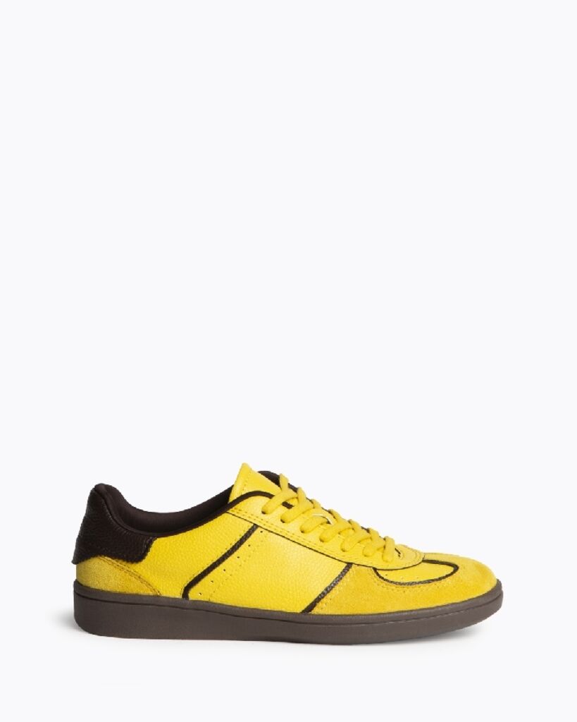 Yellow Leather Sneakers with Contrast Accents