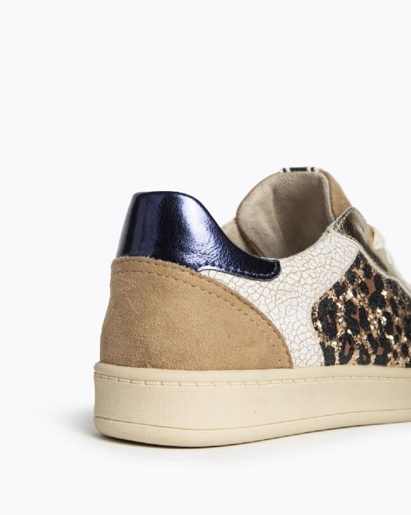 Beige Glitter Animal Print Sneakers