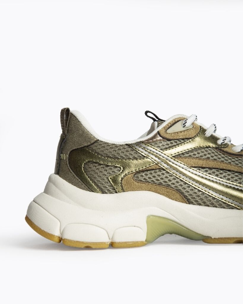 Olive Metallic Mesh Sneakers with Chunky Sole