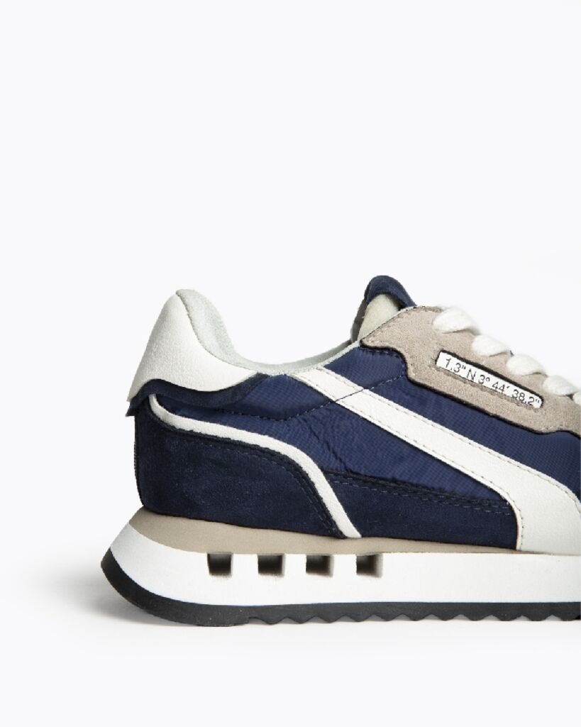 Navy Suede Sneakers with Contrasting Stripe