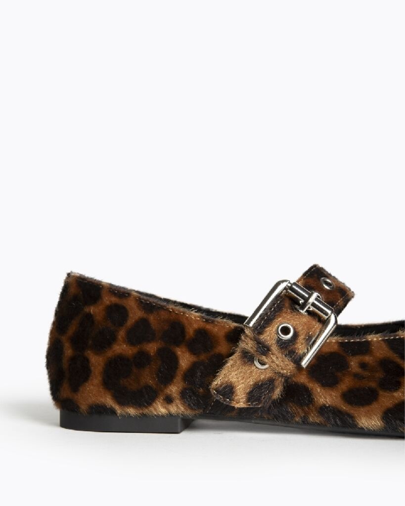 Leopard Print Mary Jane Flat with Buckle Detail