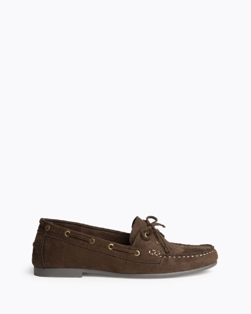 Brown Suede Loafers with Lace Detail
