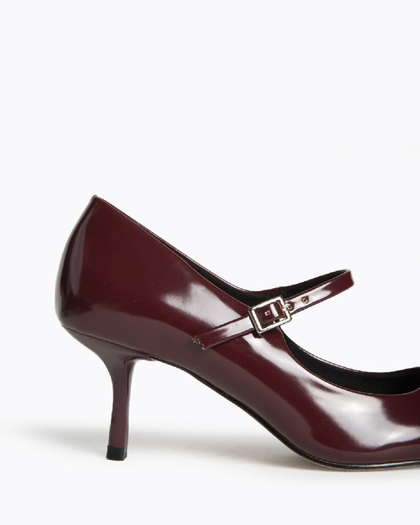 Burgundy Patent Leather Mary Jane Heels