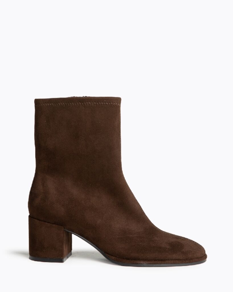 Brown Suede Ankle Boots with Block Heel