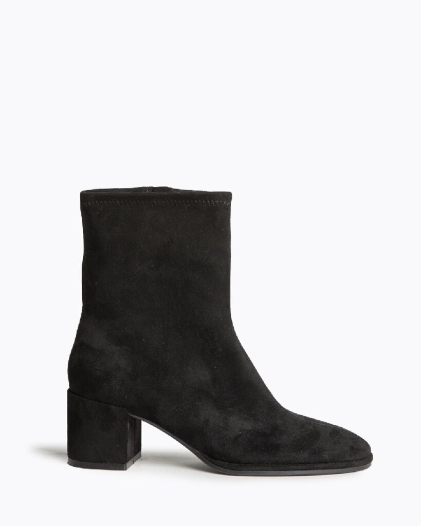 Black Suede Ankle Boots with Block Heel