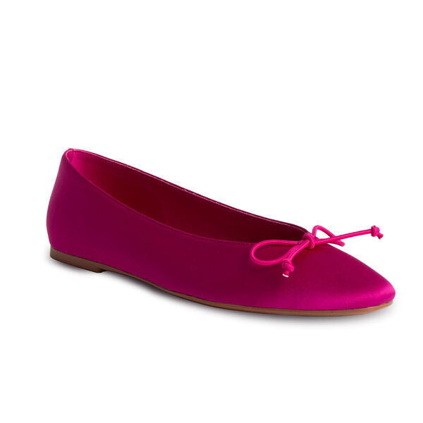 Fuchsia Satin Ballet Flats with Bow Accent