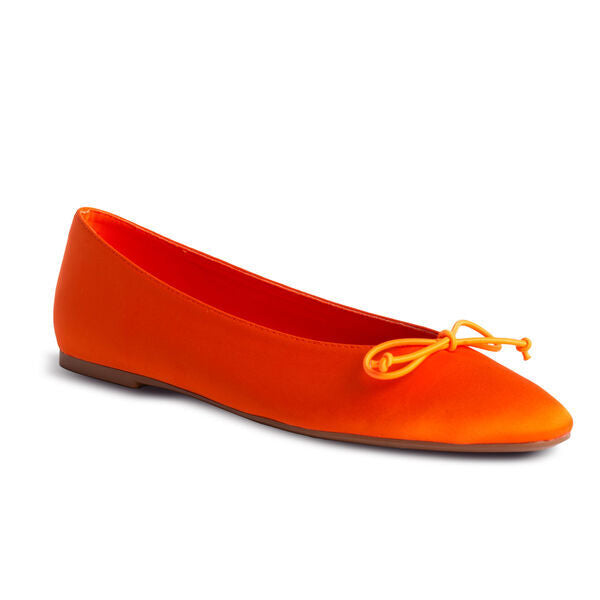 Vibrant Satin Ballet Flats with Bow Accent