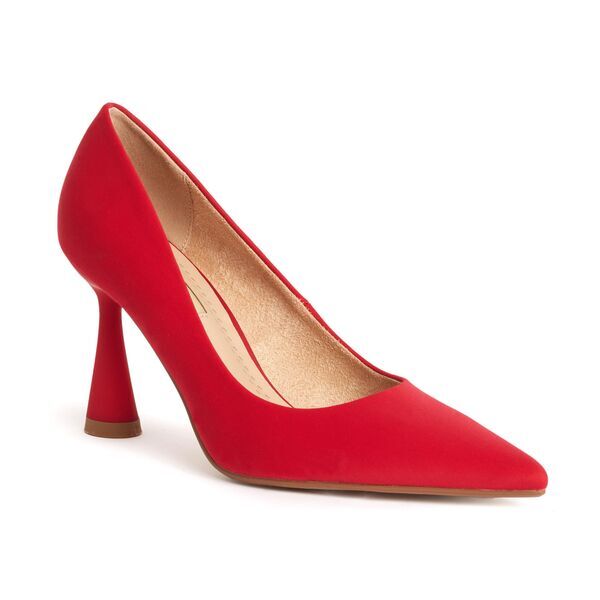 Red High Heel Pump with Flared Heel