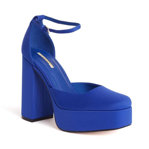 Vibrant Blue Block Heel Platform Shoe