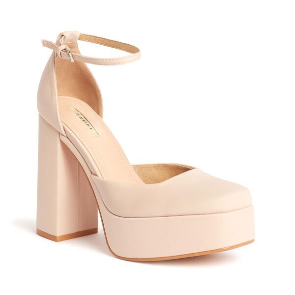 Blush Block Heel Platform with Ankle Strap