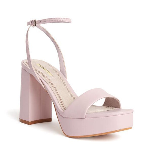 Blush Block Heel Sandal with Ankle Strap