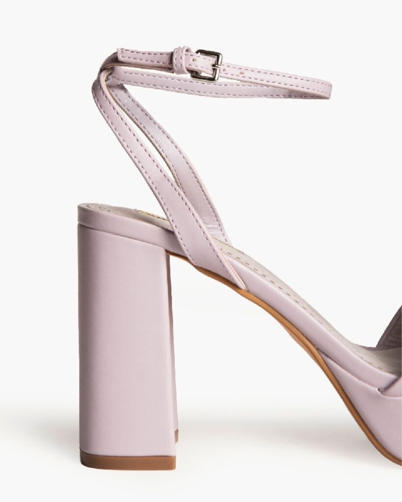 Blush Block Heel Sandal with Ankle Strap