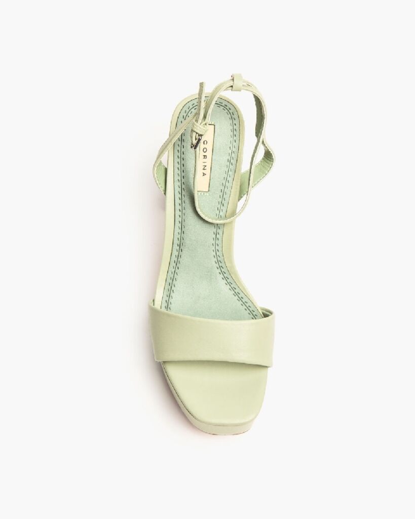 Green Block Heel Sandal with Ankle Strap