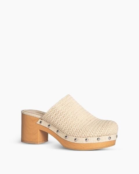 Natural Woven Clog with Studded Accents