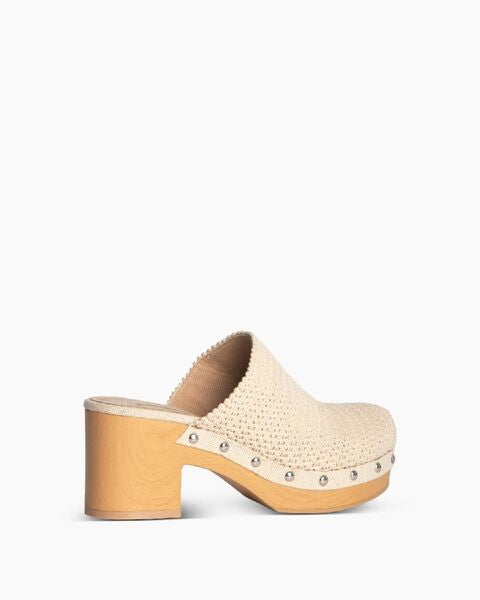 Natural Woven Clog with Studded Accents