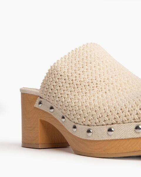 Natural Woven Clog with Studded Accents