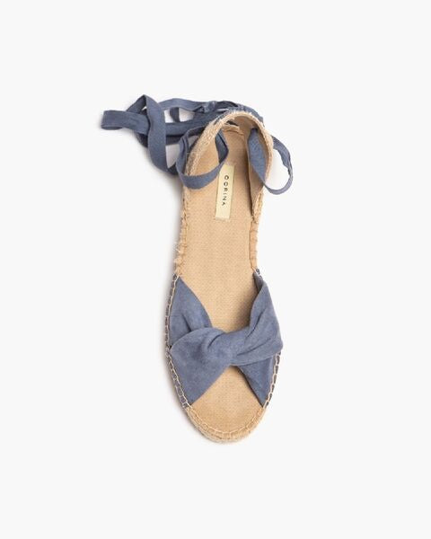 Blue Canvas Espadrille Sandals with Ankle Tie