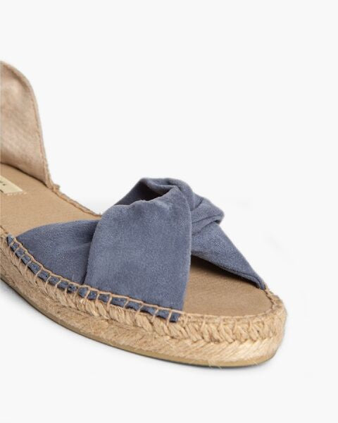 Blue Canvas Espadrille Sandals with Ankle Tie