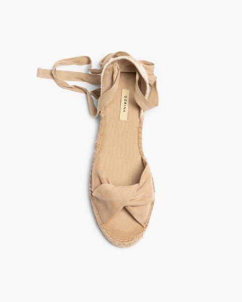 Beige Espadrille Sandals with Ankle Wrap