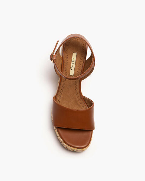 Brown Wedge Sandal with Braided Platform