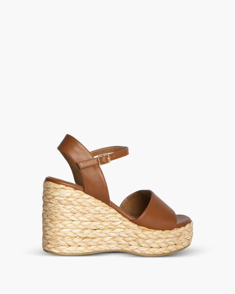 Brown Wedge Sandal with Braided Platform