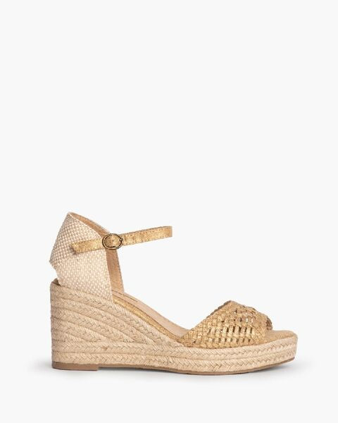 Natural Woven Espadrille Wedge with Ankle Strap
