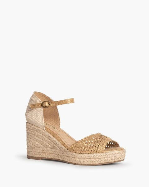 Natural Woven Espadrille Wedge with Ankle Strap