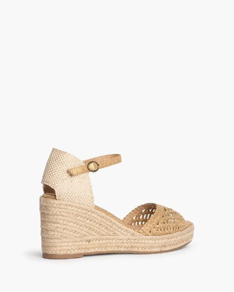 Natural Woven Espadrille Wedge with Ankle Strap