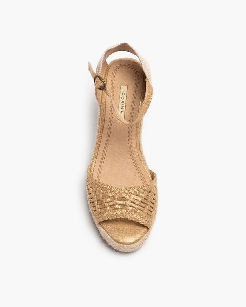 Natural Woven Espadrille Wedge with Ankle Strap