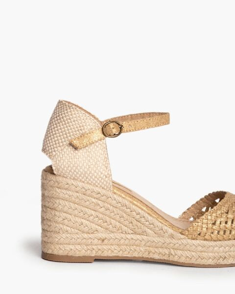 Natural Woven Espadrille Wedge with Ankle Strap